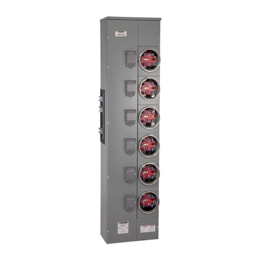 [EZM116225] Schneider Branch unit, EZ Meter-Pak, 225A, 6 x 5 jaw sockets, 120/240VAC, 1200A Cu busbar
